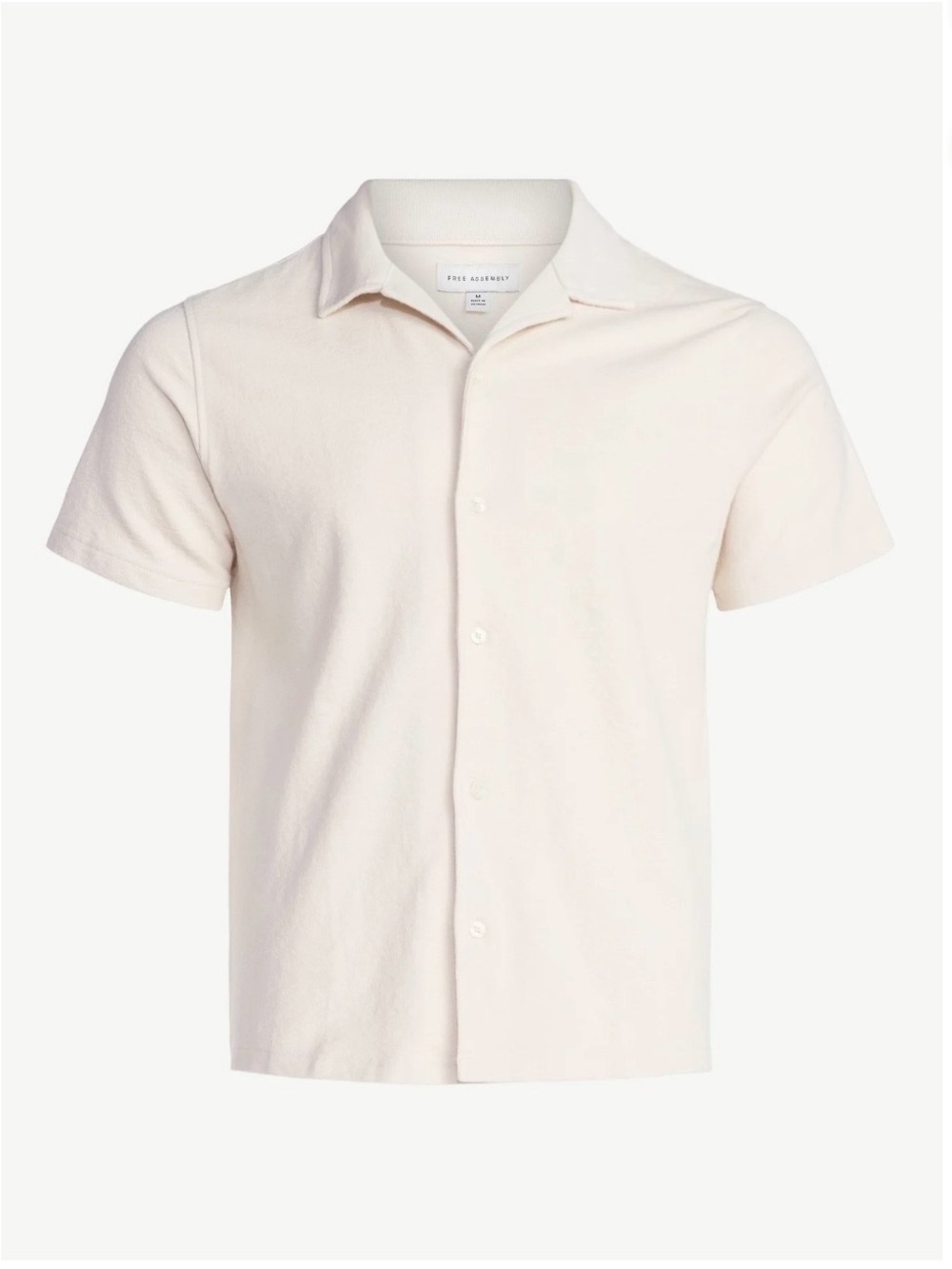 Free Assembly Men's Textured Cotton Camp Shirt with Short Sleeves